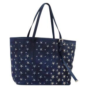 Jimmy Choo Studs Tote Bag Coated Canvas Blue
